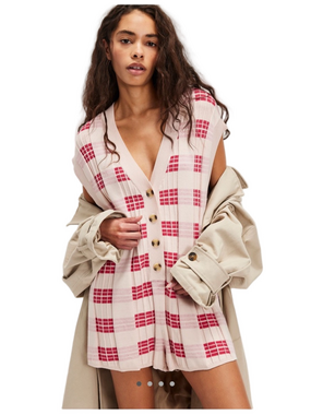 Free People Lewis Plaid Romper Size XL